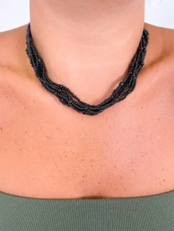 Collar multi perlas negras