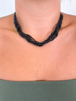Collar multi perlas negras