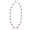Collar rosa flores rojas