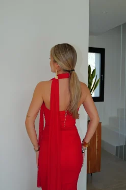 Conjunto corsé tulle choker rojo