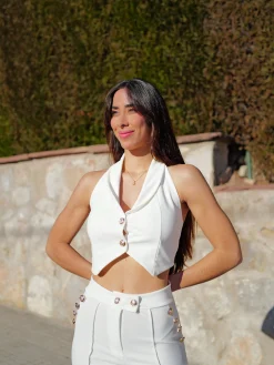 Conjunto largo botones blanco