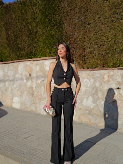 Conjunto largo botones negro