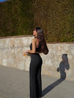 Conjunto largo botones negro