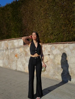 Conjunto largo botones negro