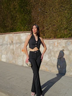 Conjunto largo botones negro