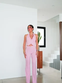 Conjunto largo botones rosa