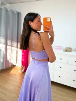 Conjunto raso halter lila