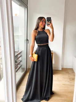 Conjunto raso halter negro