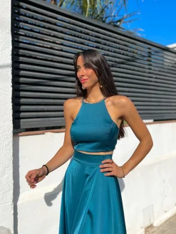 Conjunto raso halter petróleo
