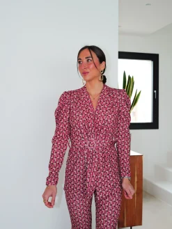 Conjunto traje cinturón rosa