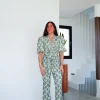 Conjunto traje estampado verde