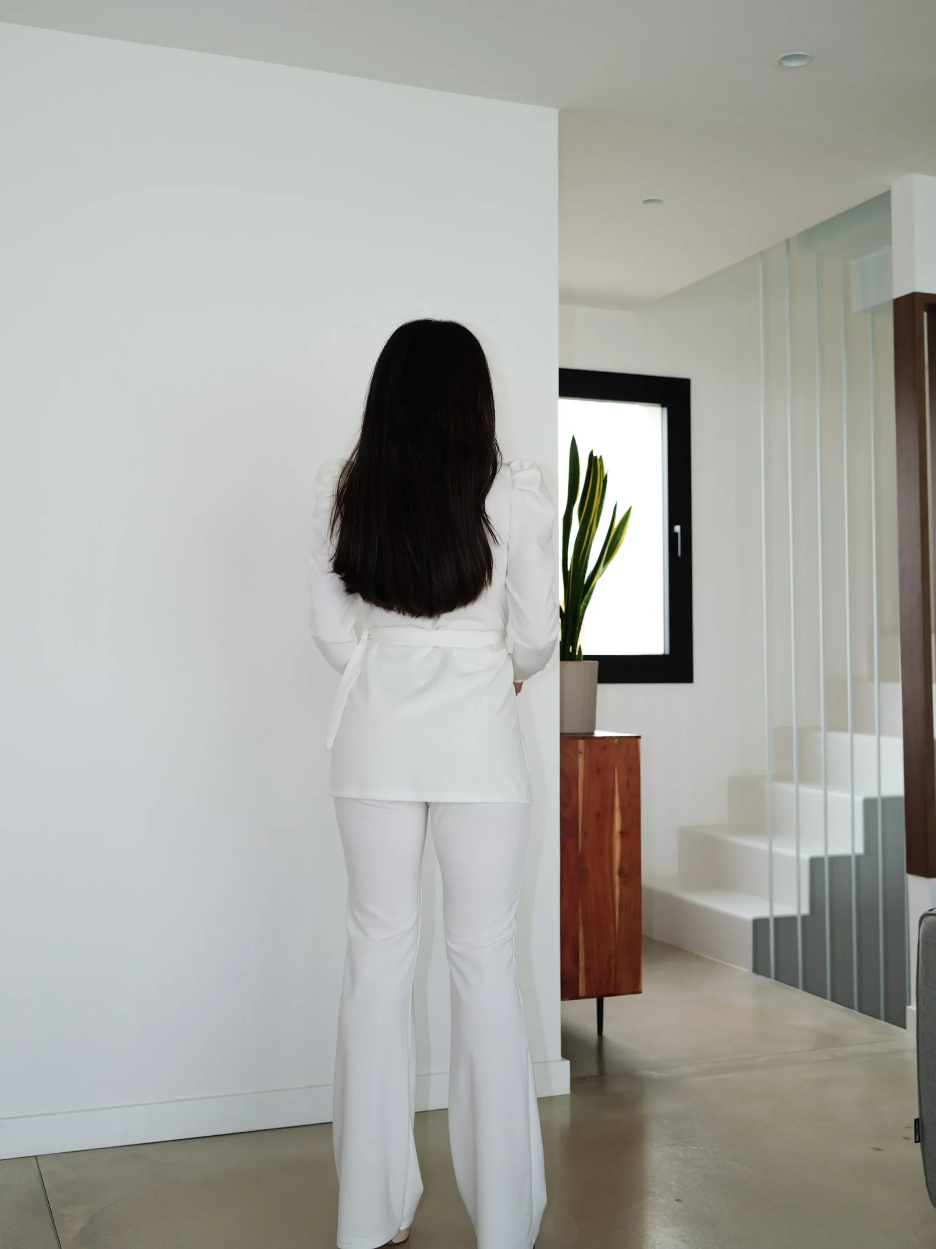 Conjunto traje manga abullonada blanco