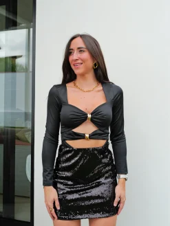 Falda mini glitter negro
