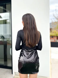 Falda mini glitter negro