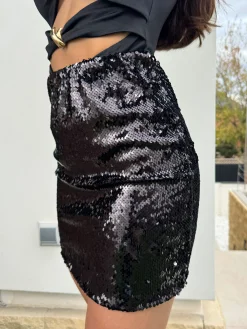 Falda mini glitter negro