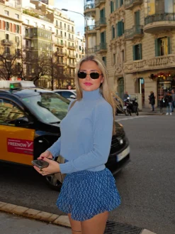 Falda mini nido estampada azul