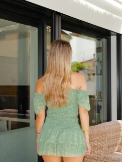 Falda nido volantes estrellas verde