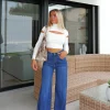 Jeans campana tiro alto marino