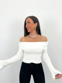 Jersey barco manga acampanada blanco