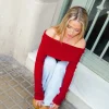 Jersey bardot mangas vino