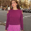 Jersey hombros cuello redondo berenjena