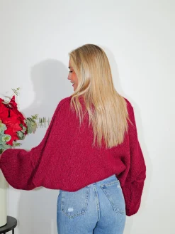 Jersey punto oversize burdeos