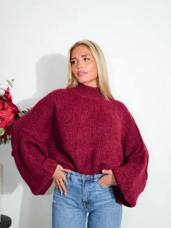 Jersey punto oversize burdeos