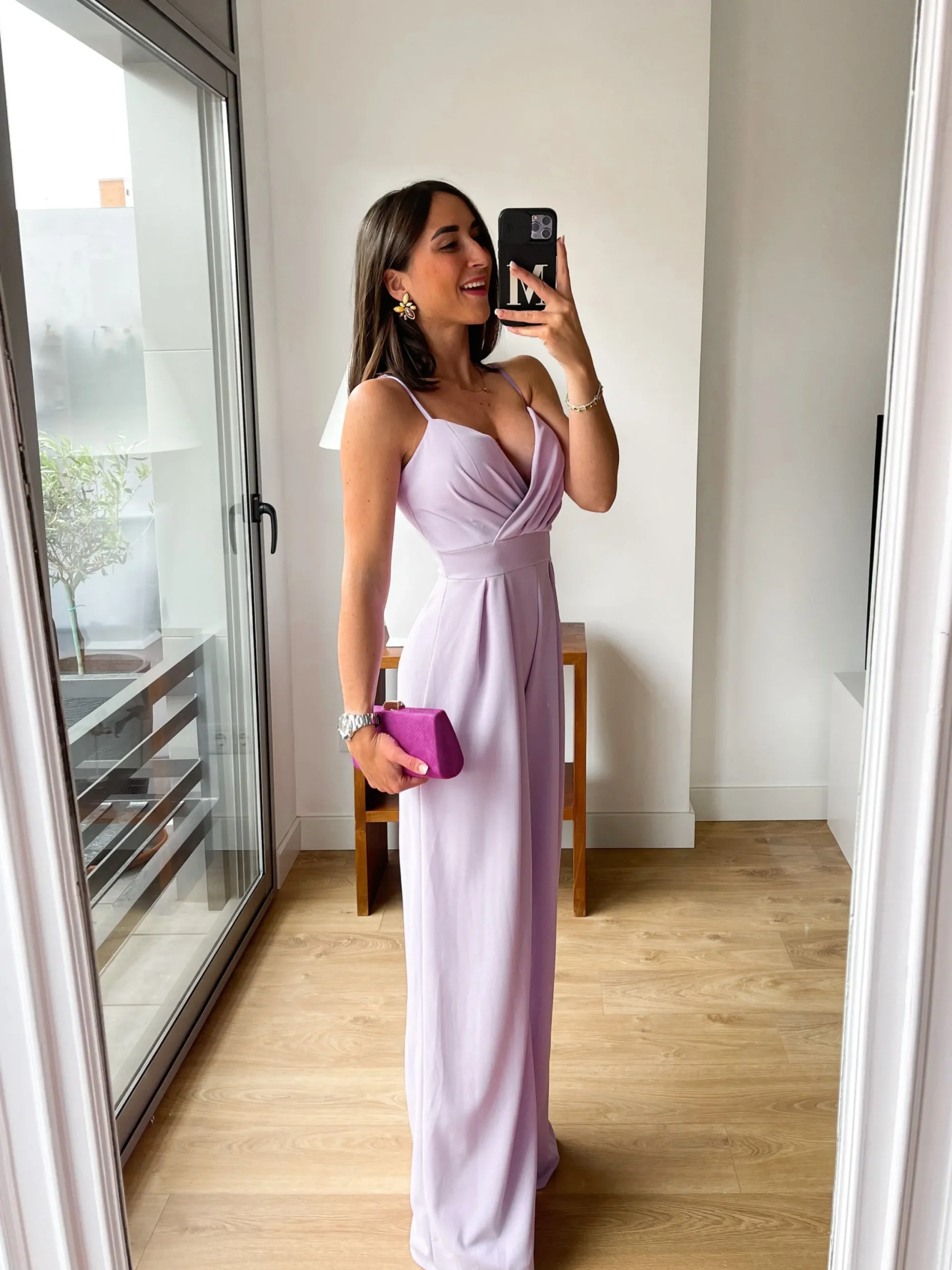Mono crepe corazón lila