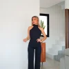 Mono halter crepe marino