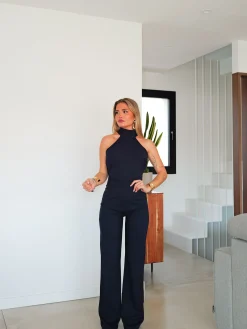 Mono halter crepe marino