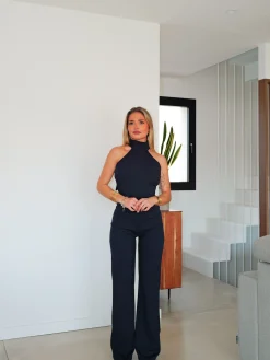 Mono halter crepe marino