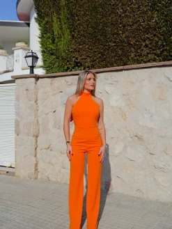 Mono halter crepe naranja