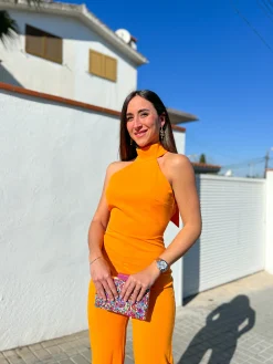 Mono halter crepe naranja