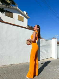Mono halter crepe naranja