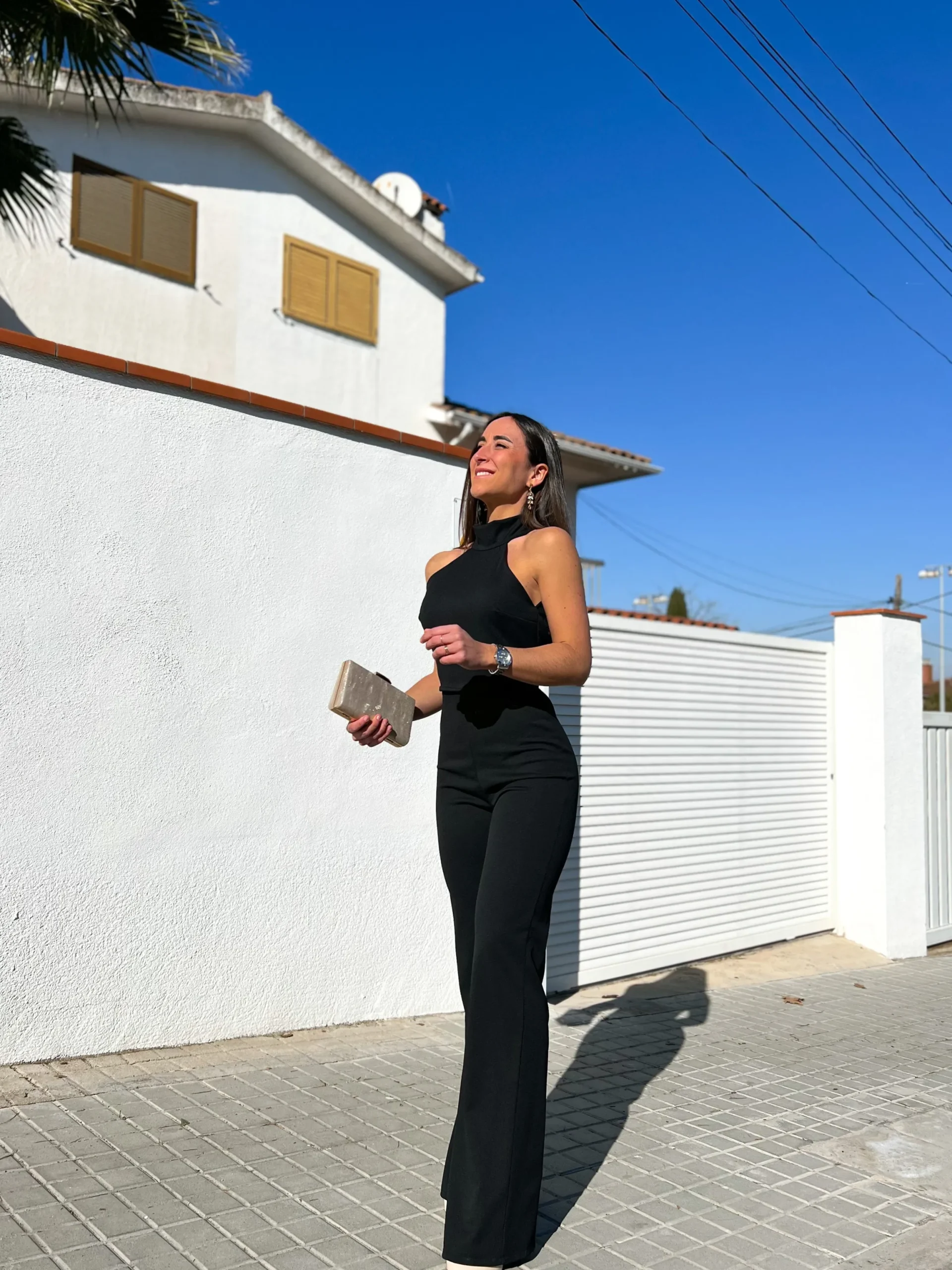 Mono halter crepe negro