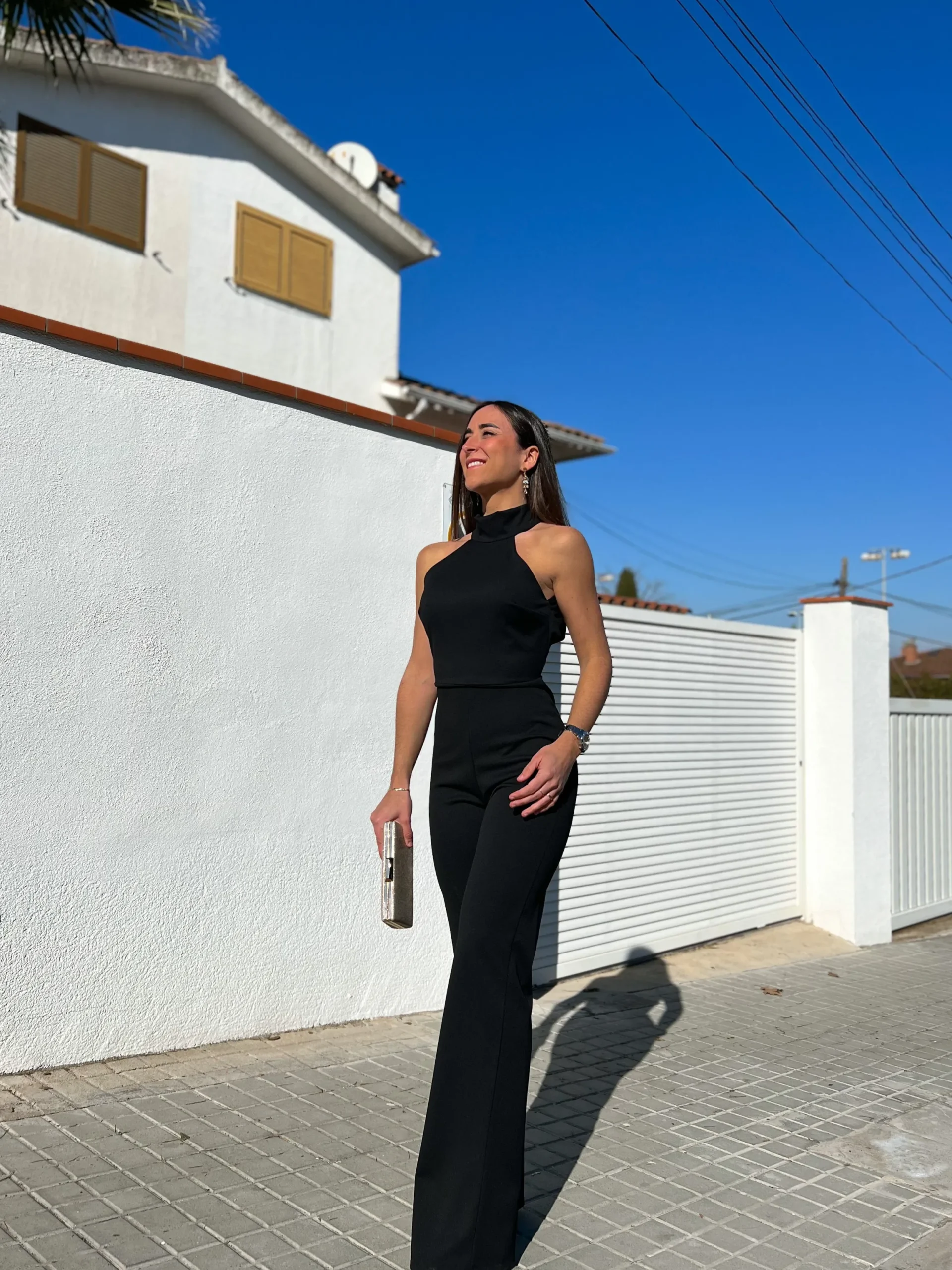 Mono halter crepe negro