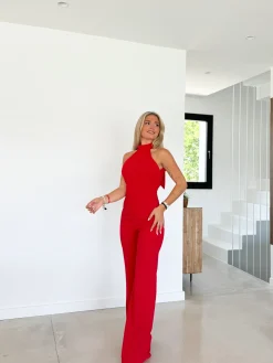 Mono halter crepe rojo