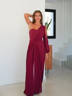 Mono manga tulle burdeos