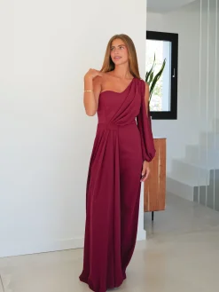 Mono manga tulle burdeos