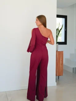 Mono manga tulle burdeos