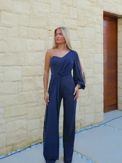 Mono manga tulle marino
