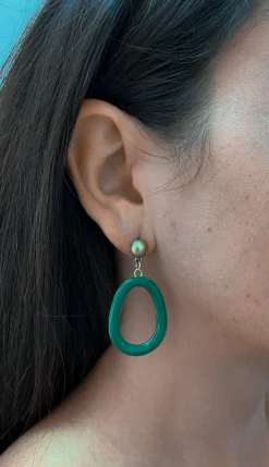Pendientes anilla piedra verde