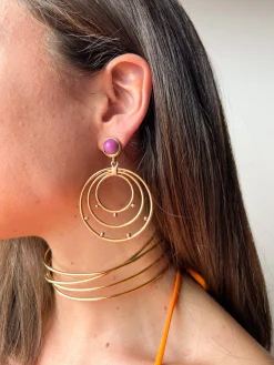 Pendientes anillas lila