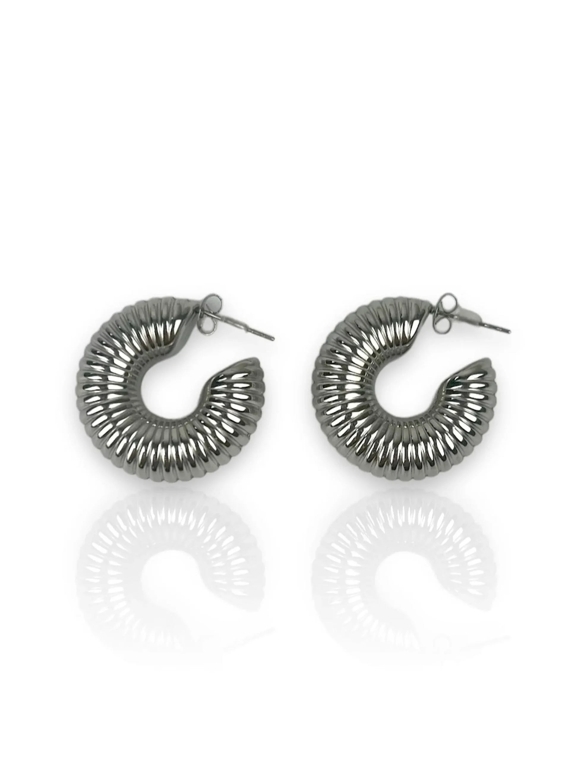 Pendientes aro grueso rosca plateado