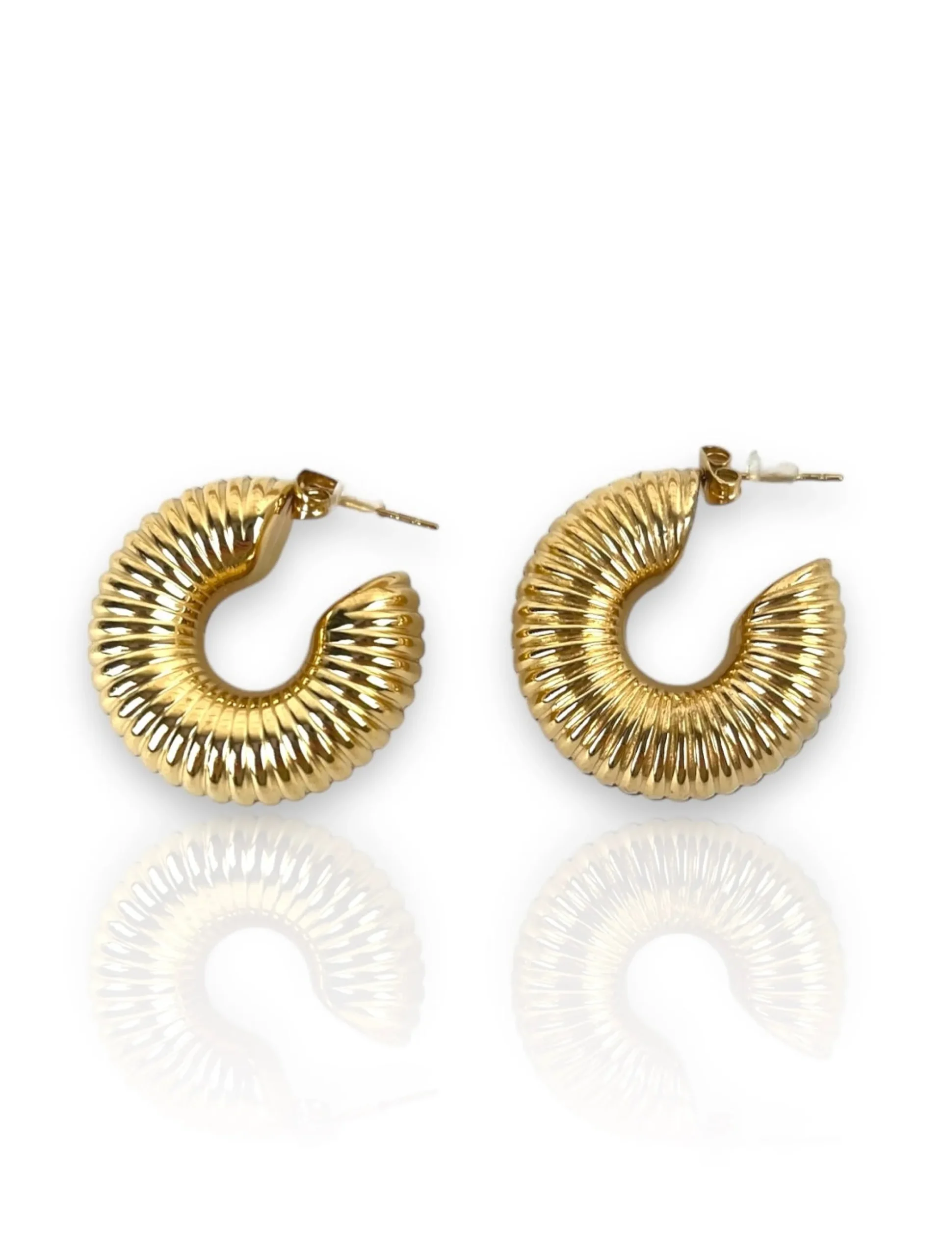 Pendientes aro grueso rosca dorado