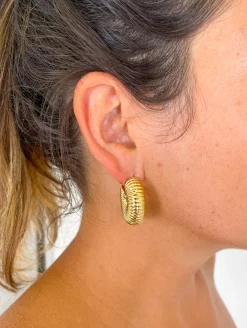 Pendientes aro grueso rosca dorado