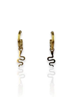 Pendientes aro serpiente dorado