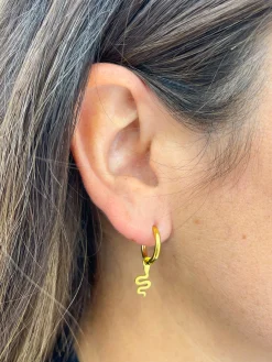 Pendientes aro serpiente dorado