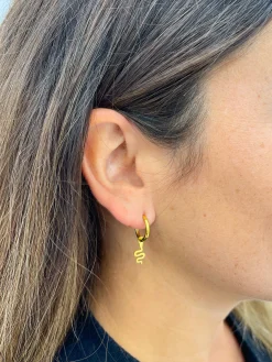 Pendientes aro serpiente dorado