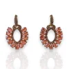 Pendientes brillo anilla piedra rosa